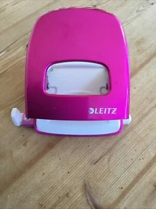 LEITZ 5008 Heavy Duty 30 Sheets 2 Hole Paper Punch, Size Guide Bar & Tray, Pink - Picture 1 of 6