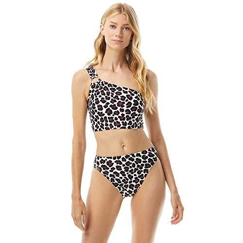 $78 Michael Kors Leopardo Un Hombro Top SOLO Logo Detalle Anillo Pequeño (DEFECTUOSO) Foto 1 de 2