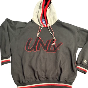 Vintage 90s UNLV NCAA Embroidered Starter Double Hood Pockets Sweatshirt Size L - Picture 1 of 11