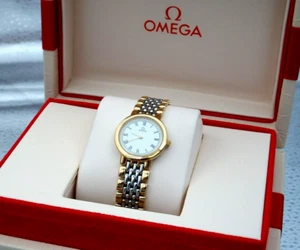Ladies * OMEGA * ' De Ville ' SWISS Two Tone Watch; Cleaned + NEW Battery +BOX - Picture 1 of 23
