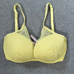 Victoria's Secret Yellow Lace Lined Plunge Bra 32DDD Underwire - Picture 1 of 6
