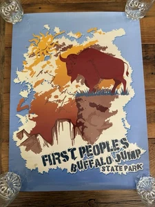 Póster de salto de búfalo de los primeros pueblos indígenas - Imagen 1 de 4