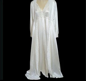 Miss Elaine Peignoir Morgenmantel Nachthemd & Kleid Damen S elfenbein BUTTERWEICH Nylon Spitze - Bild 1 von 12