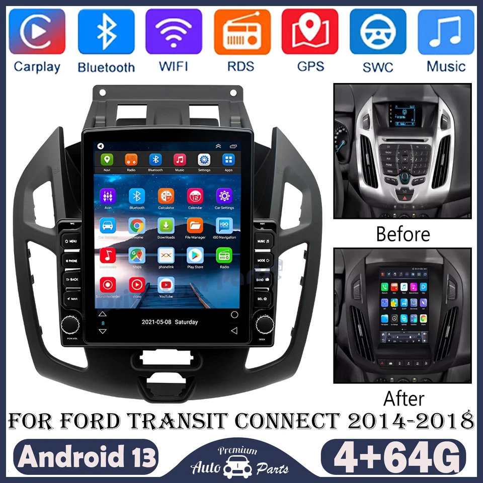Android Carplay Car Stereo Radio GPS & Camera For Ford Transit Connect 2014-2018 Foto 1 de 4