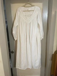 EILEEN WEST NIGHTGOWN 100% COTTON LONG SLEEVE WHITE SIZE 2X - Picture 1 of 6