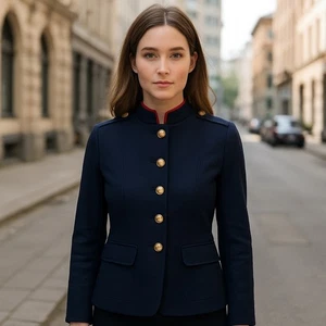 Talbots Women Military Jacket Size 12 Black Gold Button Preppy Academia Classic - Picture 1 of 11