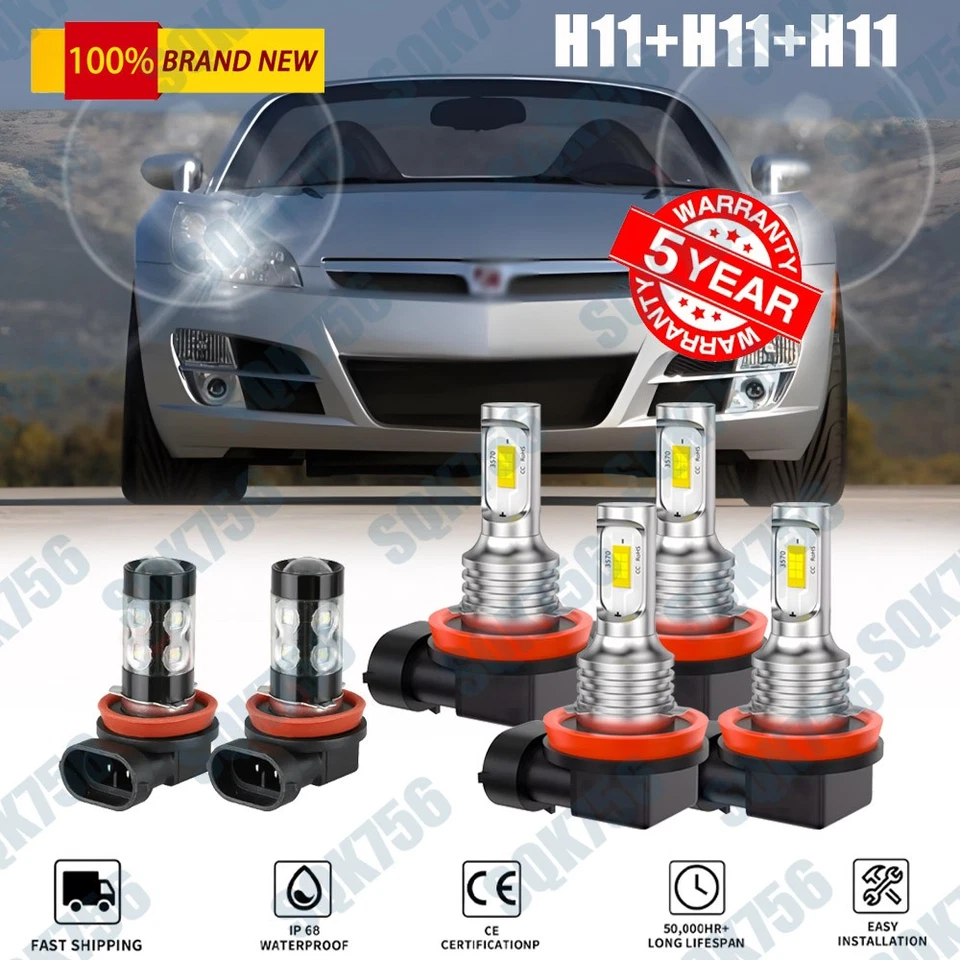 6000K Bombillas LED Faros Alta/Baja + Niebla 6x Bombillas Combo Para Saturn Sky 2007-2010 6x Foto 1 de 4