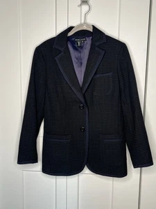 Peace of Cloth Dark Blue Checkered Blazer Women's Size 6 - Picture 1 of 5