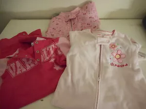 3 piece lot Size 18M girls one piece pajamas 2 with footies 1 romper Pink Shades - Picture 1 of 12