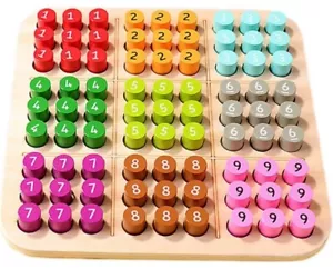 Wooden Sudoku Puzzles Board Game Traditional Mini Colorful Toys for Activity - Picture 1 of 9