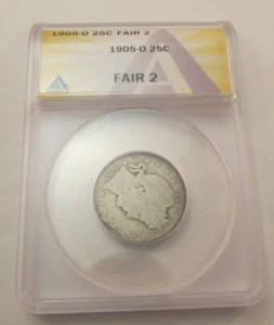 ANACS Fair 2 1905-O Barber Quarter Scarce Date Nice Coin - Picture 1 of 8