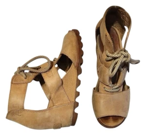 Sorel Joanie Damen-Ledersandalen Keilabsatz Schnürung Größe 7 - Bild 1 von 15