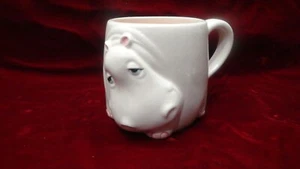 Vintage Fitz & Floyd Pink Hippo Coffee Mug, 3D Relief Hippopotamus VERY NICE - Picture 1 of 7