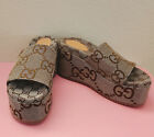 Authentic Gucci 105mm Platform Canvas Sandal Slides Size 39
