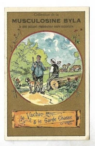 Le vacher et le garde chasse - - Fable - Chromo Musculosine Byla - Trade card - Picture 1 of 2