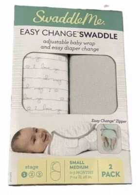 SwaddleMe Fácil de cambiar o Original Swaddle, Talla S/M, 0-3 Meses, Paquete de 2, 7-14 libras Foto 1 de 4
