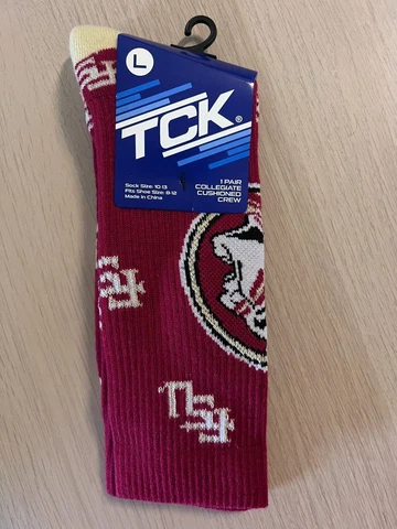 TCK Florida State Seminoles Socks FSU Madness Crew (Garnet/Gold, Large) Cover