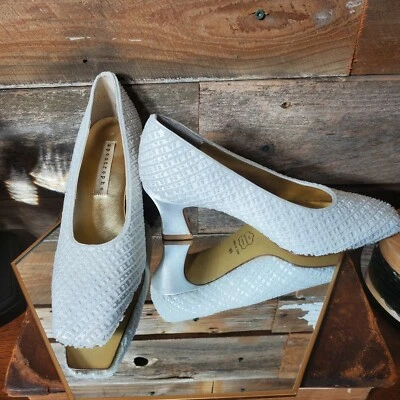 Винтажный апостроф белый бисером свадебные туфли - 6 М - Jean-Paul Fortin - Изображение 1 из 4