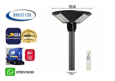 SOLAR GARDEN LAMPIONE LED SOLARE CON SENSORE MOVIMENTO 200W FARO GIARDINO STRADALE TONDO 9136