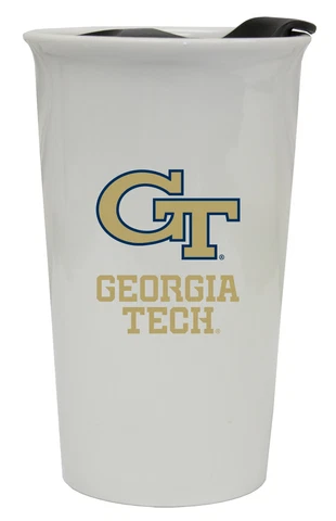 Georgia Tech Yellow Jackets Double Walled Ceramic Tumbler Set-NCAA Travel Mugs Cover