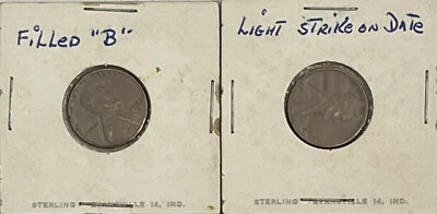 1957 D ERROR FILLED “B” & 1947 S ERROR LIGHT STRIKE ON DATE. 2 WHEAT PENNY.  - Image 1 of 4