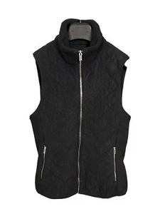 ABERCROMBIE & FITCH Vintage Womens S Black Zip-Up Vest Diamond-Quilted Fleece  - Picture 1 of 9