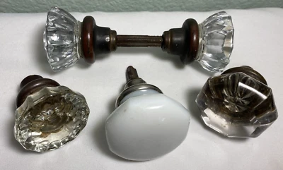 Pomo de puerta de vidrio blanco transparente punto áspero en el juego doble X5 de colección pomo de puerta Foto 1 de 4