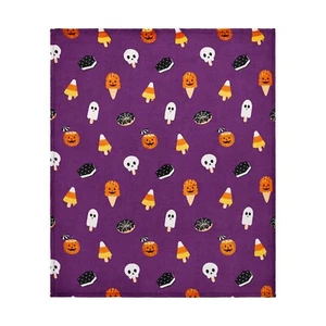 Summerween Spooky Vibes Velvet Plush Throw Blanket Spooky Treats 50" x 60" - Picture 1 of 10