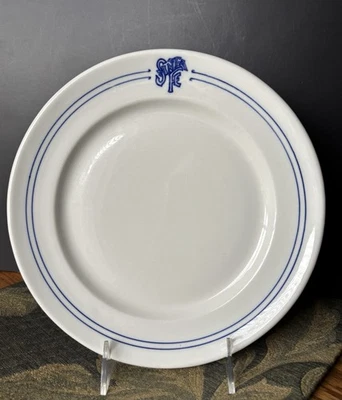 Plato de cena AT& Santa Fe Railroad Bleeding Blue 9 3/4" Shenango China Foto 1 de 4