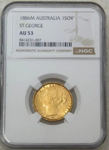 1886M Oro Completo Soberano NGC AU53 Gran Brillo Recién Calificado Nuevo Soporte #A178 - Imagen 1 de 4