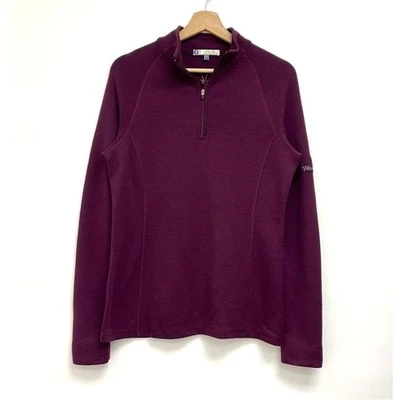 Ibex Merino Wool Quarter Zip Mock Neck Sweater Branded Sleeve Hiking - Large - Image 1 of 4