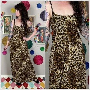 Vintage 1990s Leopard Print Sleeveless Slipdress | 28" Waist - Picture 1 of 5