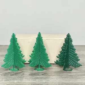 Plasticville - O-O27 - #TR-6 Spruce Trees (3) DARK Green & Green - Excellent+++ - Picture 1 of 2