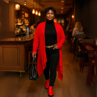 ROCKTHOSECURVES WOMENS CARDIGAN LADIES LONG WATERFALL JACKET PLUS SIZE LOOSE FIT - Image 1 of 4