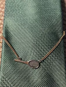 Vintage Tennisschläger Krawattenbar mit Kette goldfarben - Bild 1 von 5