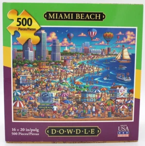 Dowdle Folk Art 500 Piece Puzzle MIAMI BEACH FL New Sealed 16x20 Made in USA - Picture 1 of 8
