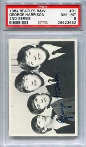 1964 O-Pee-Chee Beatles Black and White 91 George Harrison 2nd Series PSA 8 - Bild 1 von 1