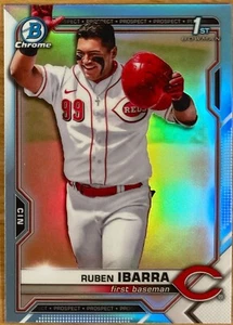 2021 1st Bowman Chrome Draft Ruben Ibarra SKY BLUE Refractor SP Cincinnati Reds - Picture 1 of 1