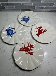 Menge 4 ~ rote Hummer & blaue Krabbe Salat/Dessert Teller super süß! Siehe Bilder! - Bild 1 von 9