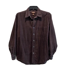 Vintage 90s Men's Geometric Cambridge Classic Corduroy Button Up Shirt Size L - Picture 1 of 9