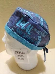 Anesthesia Words  Men's Skull/Chemo Surgical Scrub Hat/Cap Handmade - Picture 1 of 5