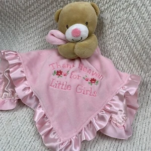 Baby Starters Thank Heaven for Little Girls pink Teddy Bear Lovey Rattle Blanket - Picture 1 of 16