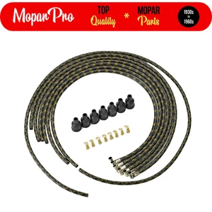 BRAND NEW FLATHEAD SIX 6 SPARK PLUG WIRES BLACK & GOLD LACQUER WIRE SET MoPar - Picture 1 of 4