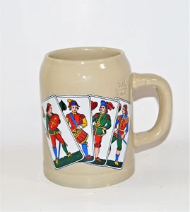 Bierkrug , Motiv Schafkopf, vier Ober und vier Unter, Größe 0,5 ltr. - Bild 1 von 2