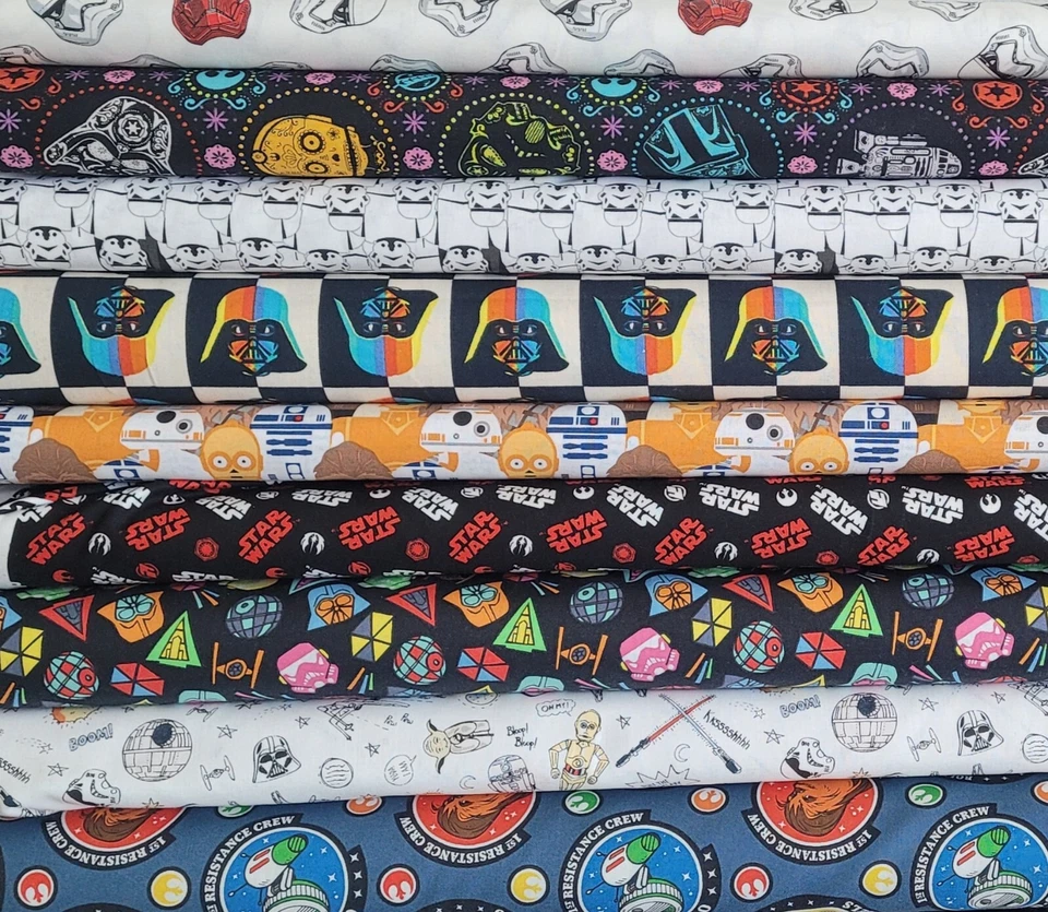 Star Wars Yoda Storm Trooper Darth - ELIGE IMPRESIÓN - Tela de algodón por 1/4 yarda Foto 1 de 1