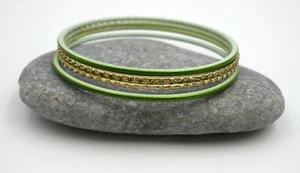 4 bangles verts tradtionnels avec paillettes et strass sari danse orientale Inde - Imagen 1 de 4