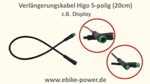 E-Bike 20cm Verlängerungskabel m. Higo Julet  Stecker für Display 5-polig grün - Bild 1 von 1