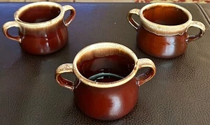 Set Of 3 Vintage McCoy Pottery Brown Drip Soup Bowl Double Handle Coffee Mug USA - Picture 1 of 3