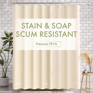 Beige Shower Curtain Liner 72x72, Waterproof PEVA with 3 Magnets & 12 Grommets - Picture 1 of 9