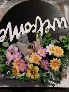 12 inch Seasonal Welcome Sign Front Door Decoration, Rustic Round - Picture 1 of 2